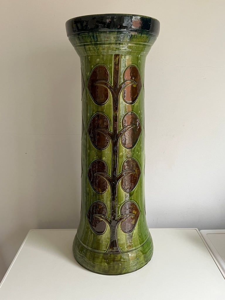 image for Antique art nouveau slipware pedestal or jardiniere stand