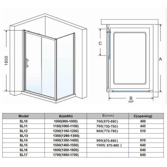 New Sliding Door Shower Enclosure 1700x700mm + Stone Tray RRP £715 Our Price £460