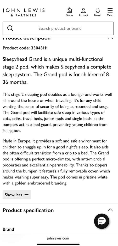 Sleepyhead grand sleeping pod RRP £220