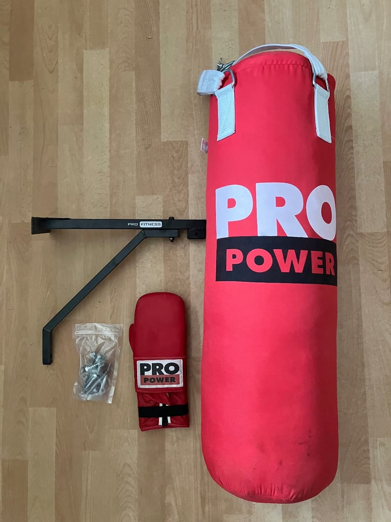 image for Punch bag with wall bracket & gloves
