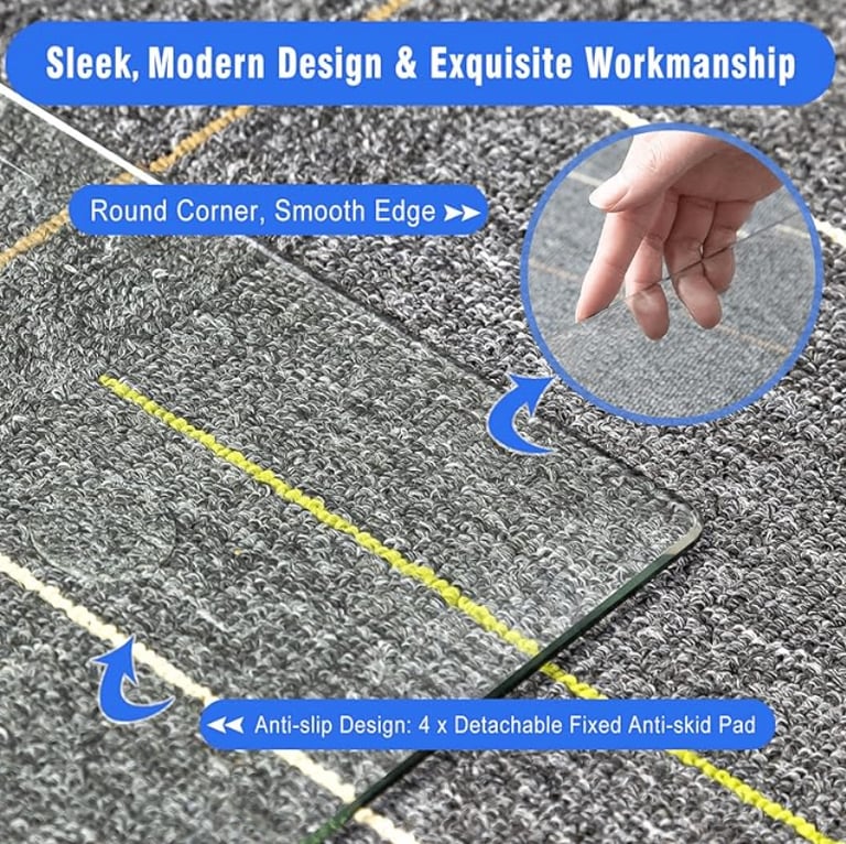 NeuType Glass OfficeChair Mat, Tempered Glass for Carpet or Hardwood 90cm x 90cm