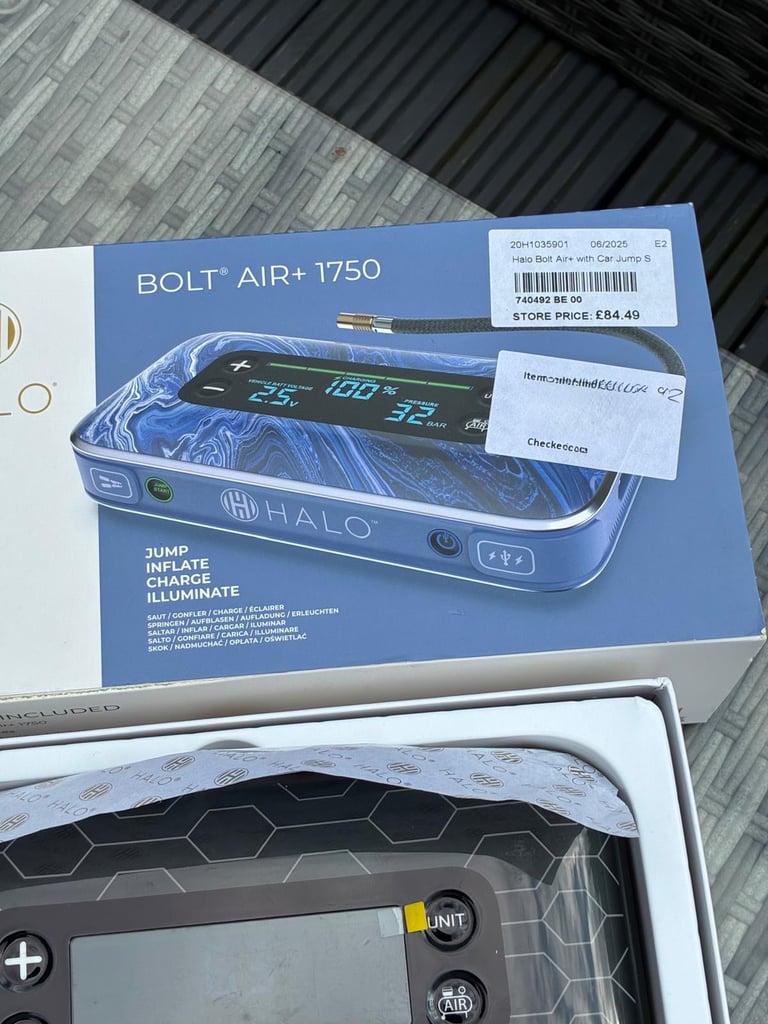 Bolt Air+ 1750 Jump Starter Jump, Inflate, Charge, and lluminate. £90