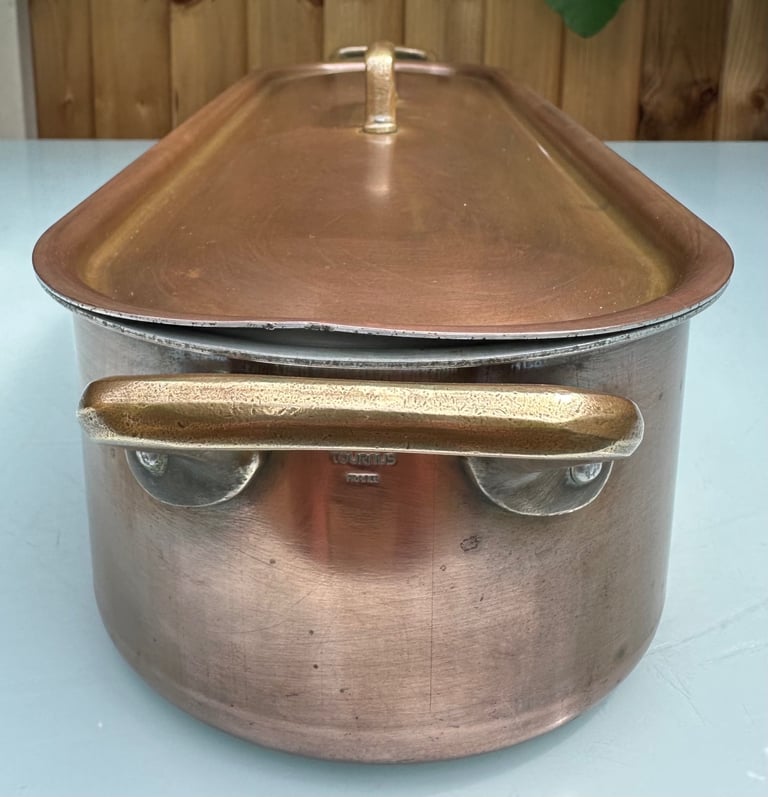 LARGE VINTAGE FRENCH COPPER FISH KETTLE, POISSONIERE, POACHER, L70cm - TOURNUS FRANCE - WILL POST!
