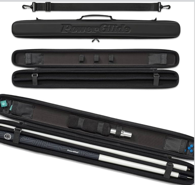 Powerglide Soft Snooker/Pool Cue Case Handle & Shoulder Strap Foam Fit 2 Piece
