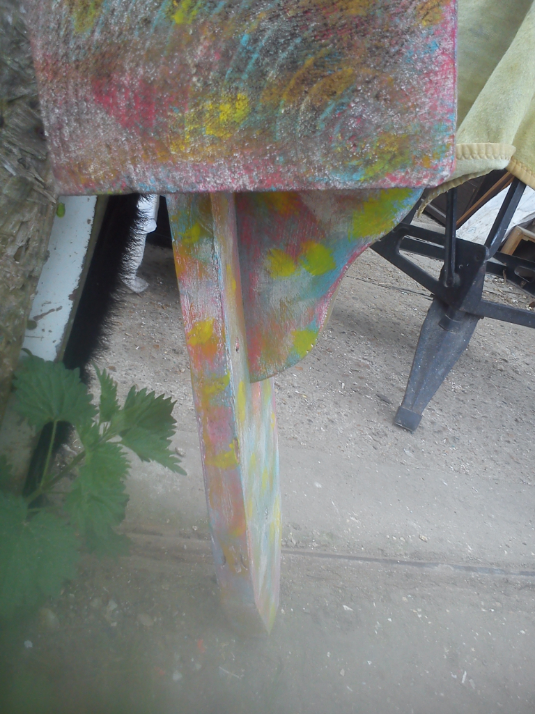 Funky chunky pine shelf.