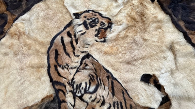 Pre 1950 Taxidermy Wall hanging Indian Tiger Art with Whiskers Antique Vintage Very Rare Quick Sale