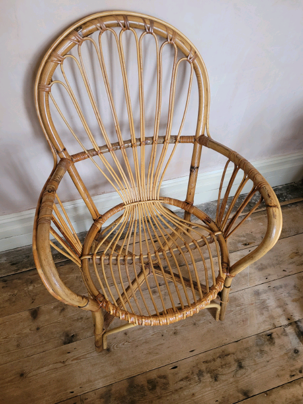 Mid Century Cane Bamboo Tiki Chair 