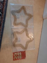 Gold star christmas card holders x 2 and pegs