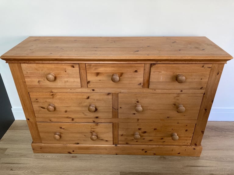 Large solid pine chest of drawers
