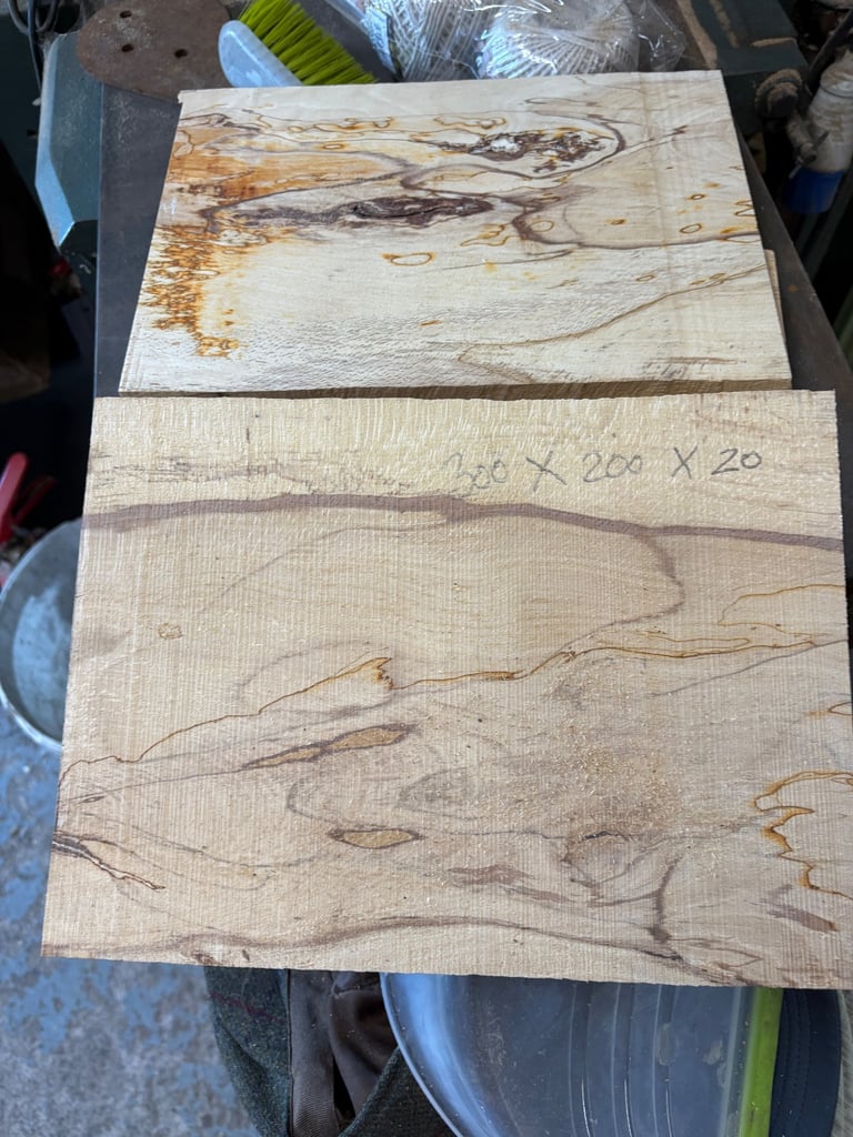 4 pieces of dry spalted beech 