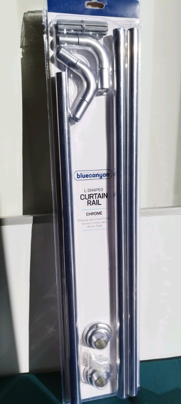 Blue Canyon | Chrome Adjustable L-Shape Curtain Rail, 25mm Tube!