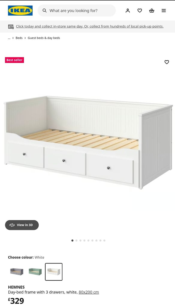 HEMNES IKIA single to double bed with 3 storage drawers & 2 mattresses