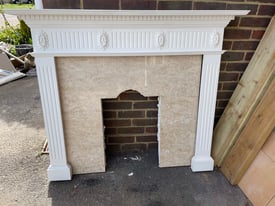 Sold wood fire surround and Marble back hearth