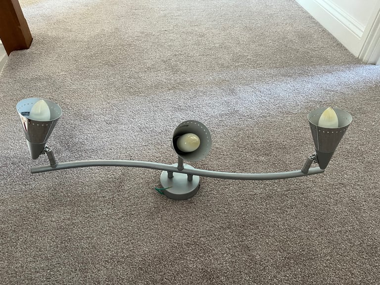 Silver 3 bulb strip ceiling light