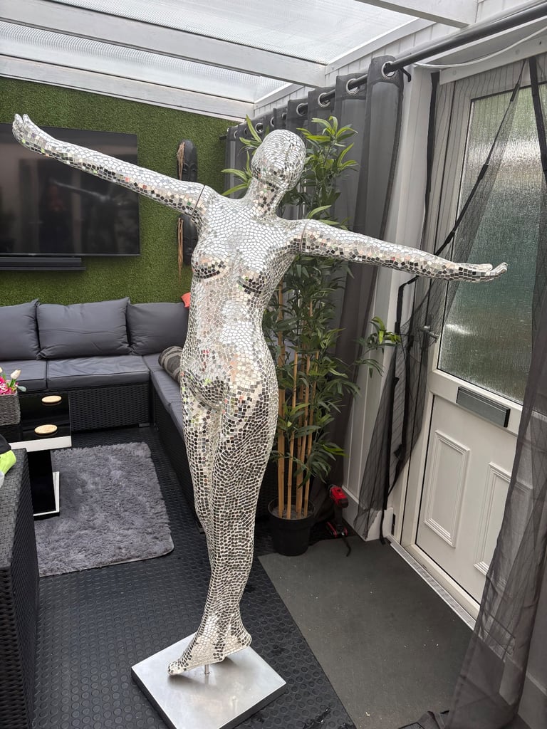 image for Life size Mirrored Lady Sculpture 