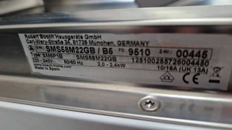 Bosch 14 Place Full Size Dishwasher + FREE Local Delivery + Install. 3 Month Guarantee.