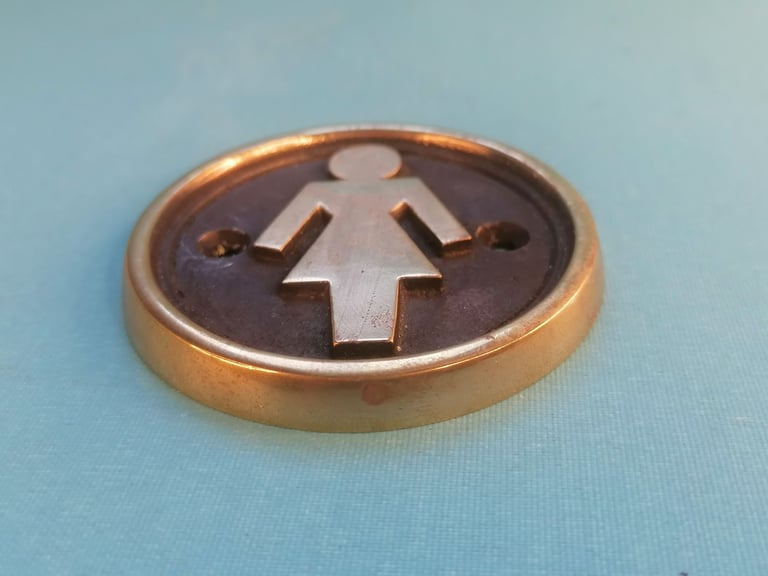 Vintage  brass  Toilet Lady door badge. Measurements on my pictures. As seen.