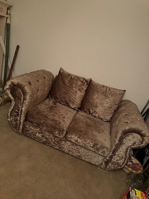 Beautiful Mink Crushed Velvet Sofa Settee 2 seater