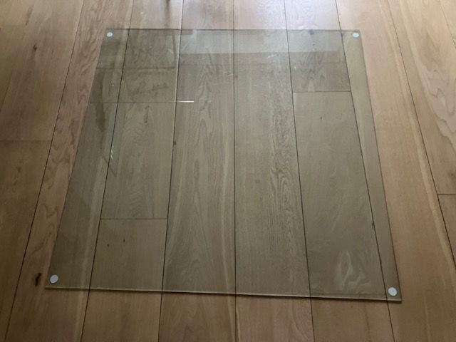 image for NeuType Glass OfficeChair Mat, Tempered Glass for Carpet or Hardwood 90cm x 90cm
