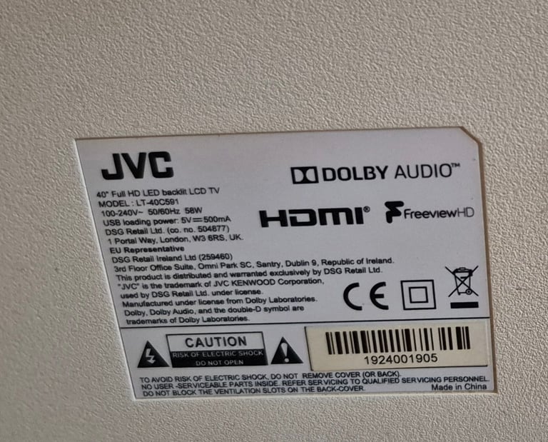 JVC 40 INCH TV