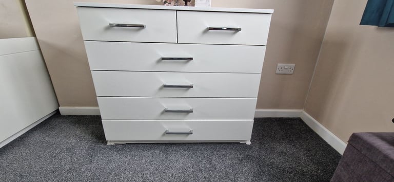 image for 6 drawer chest of drawers, matching 2 drawer bedside table. 2 drawer bedside table.