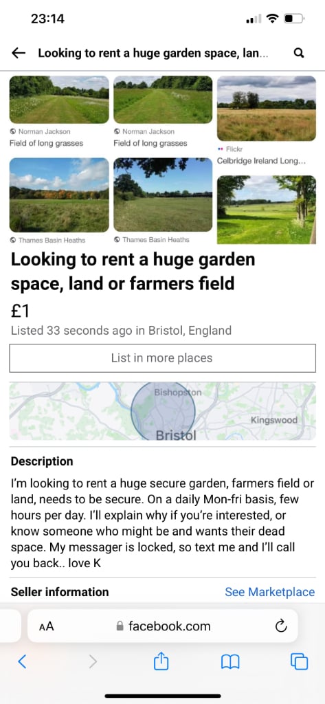 Want to make an easy passive income? I’m looking for a secure field, land or huge garden 🪴 