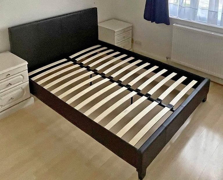 image for Faux leather beds !! King size Leather bed Frame With optional Mattress