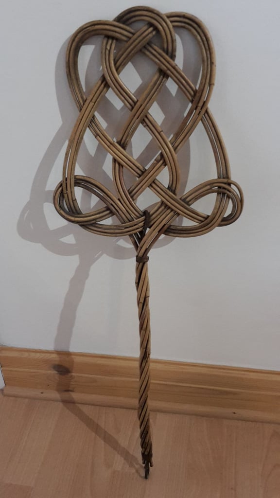 Vintage Antique Carpet Rug Beater Wooden Rattan Original 19th Century