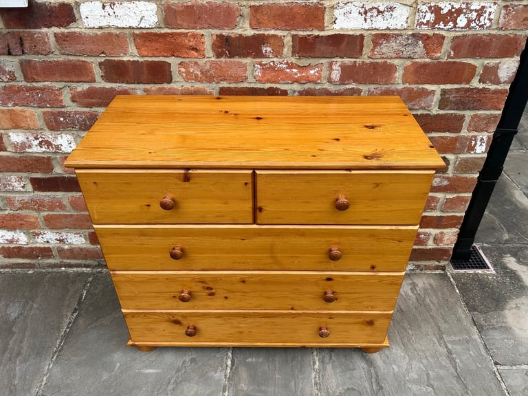 Solid Pine Chest of Drawers - Good Condition 