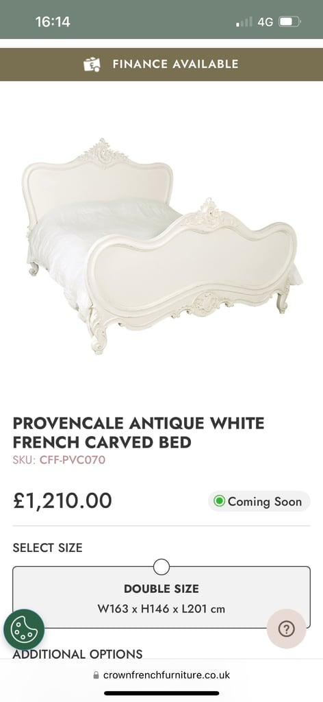 Shabby sheek bedroom set including king size bed draws dressing table & more 