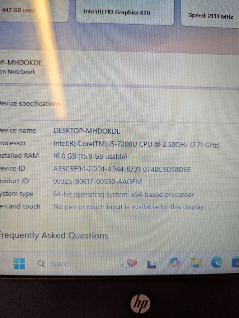 Hp pavilion laptop i5-7th 16GB 512GB 15.6 warranty