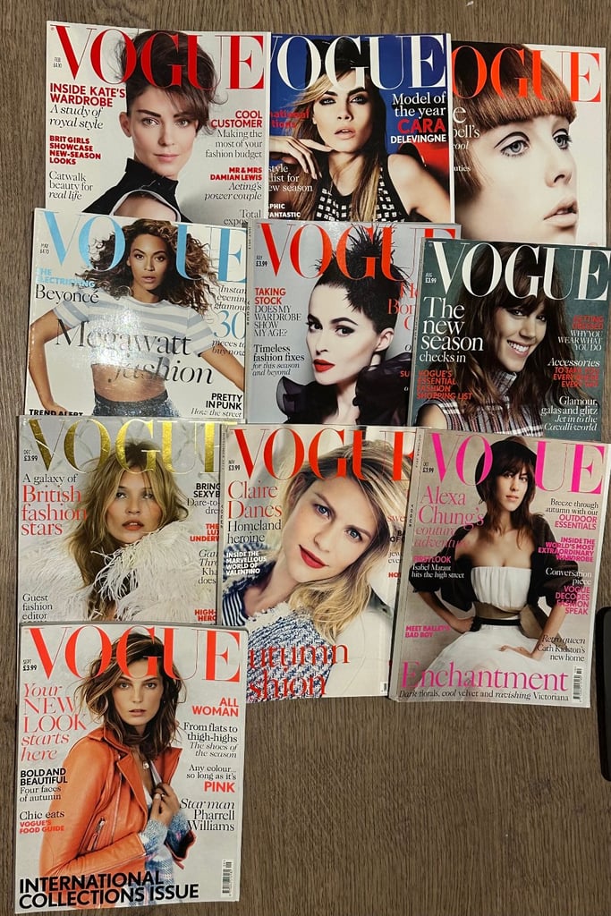Vogue Magazine - 2013 - 10 Issue Bundle - Beyonce, Cara Delevingne, Kate Moss