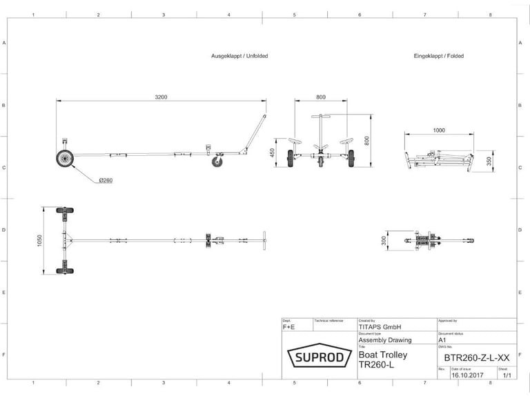 Folding portable kayak or boat trailer.