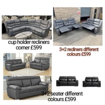 quality leather recliner 2 3 corner sofa 👈 roma 👈 cup holder 👈