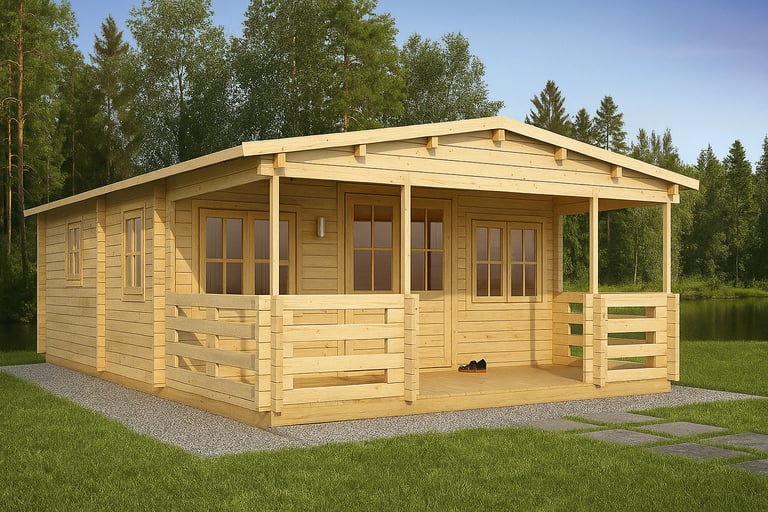 image for Log cabin Spanga 6m x 6.5m. Holiday home, summer house.