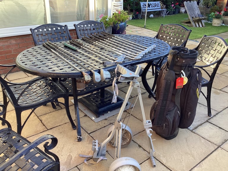 Full set of clubs (right handed) plus trolley £90 see photos