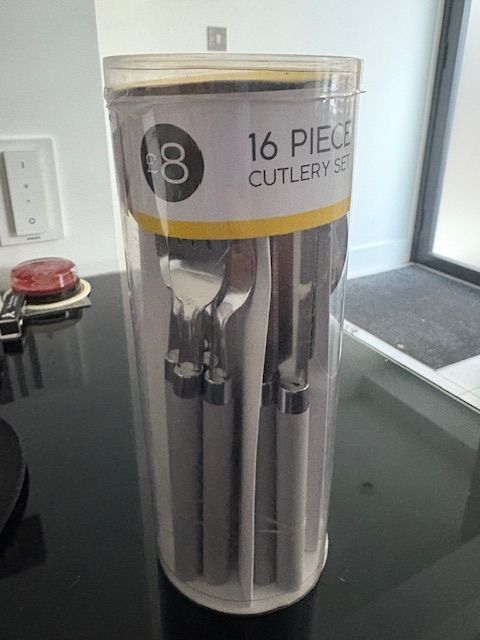 IKEA 16 piece Cutlery Set - grey handles - boxed (complete set)