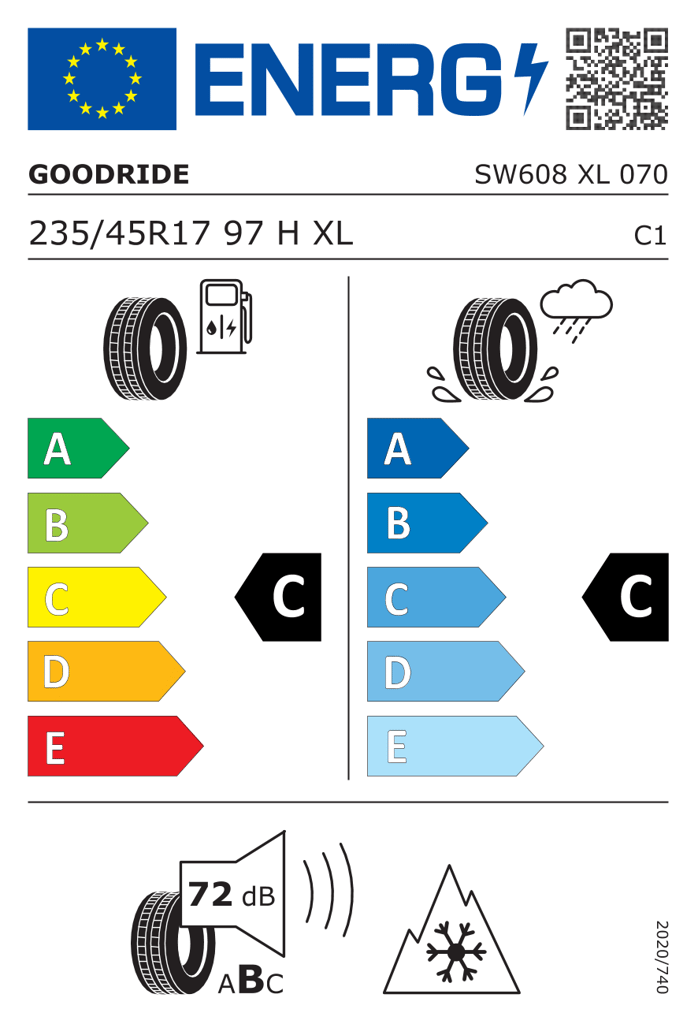 image for Set of 4 matching Goodride SW608 235/45 R17 97H XL Winter tyres