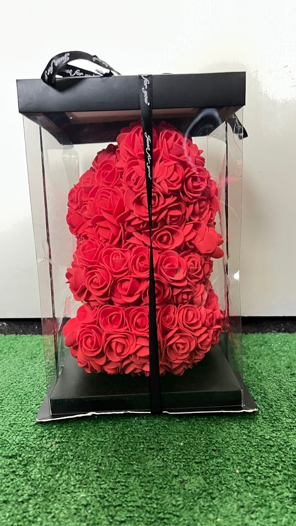 Red rose and white rose teddy Bear valentines day