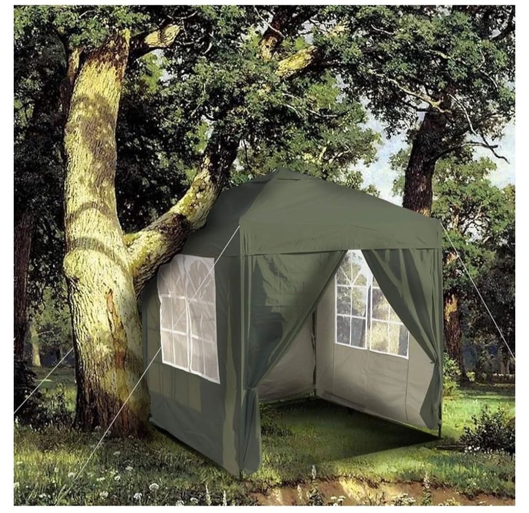 2x2 meter Gazebo in Green with sidewalls