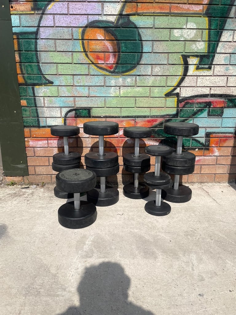 Technogym Urethane Dumbbells Set   With Rack / Individual   Price £3 a kg  Available  4-48kgs 