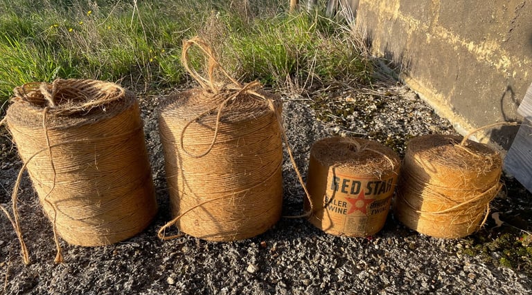 image for Four rolls vintage baler twine string - two rolls size 2 & two rolls size 0. All four for £5