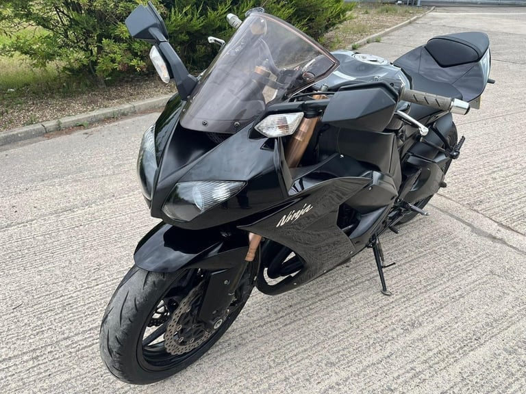 2008 08 KAWASAKI ZX 1000 ZX10 E8F NINJA ZX10R SPORTS BIKE BLACK STRAIGHT BARS