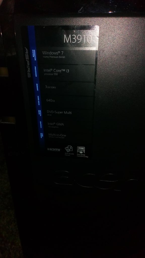 for sale acer computer tower with keyboard and mouse etc £30