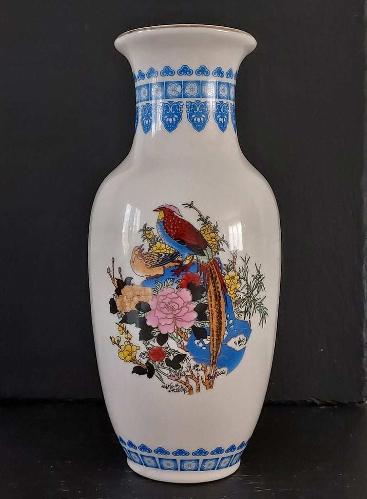 Bird and Floral Design Ceramic Vase 20 cm Tall