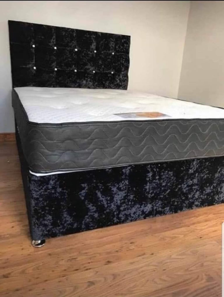 image for 💖✔small double bed with base head board and full foam mattress bed frame single