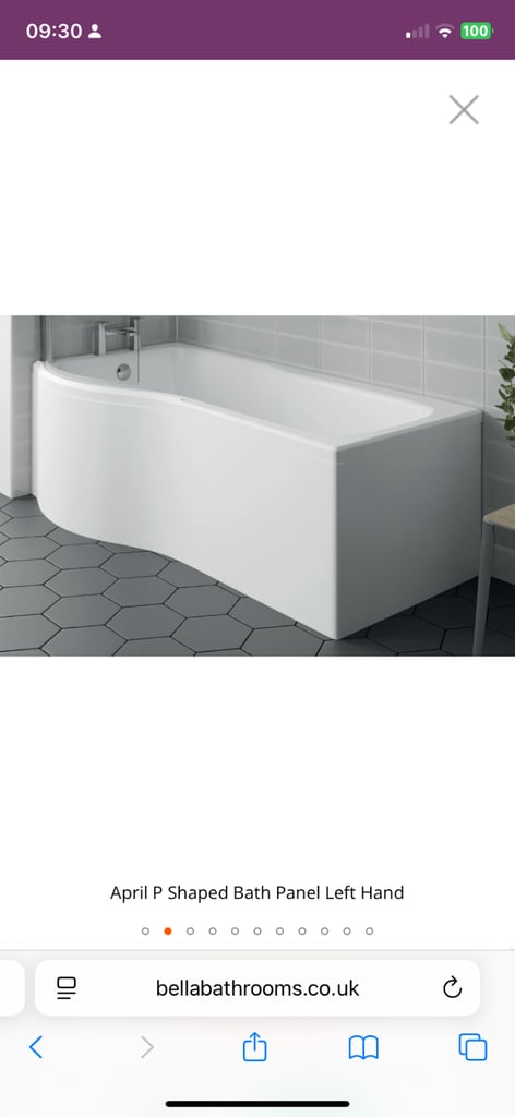 P Shaped Shower Bath and Screen 