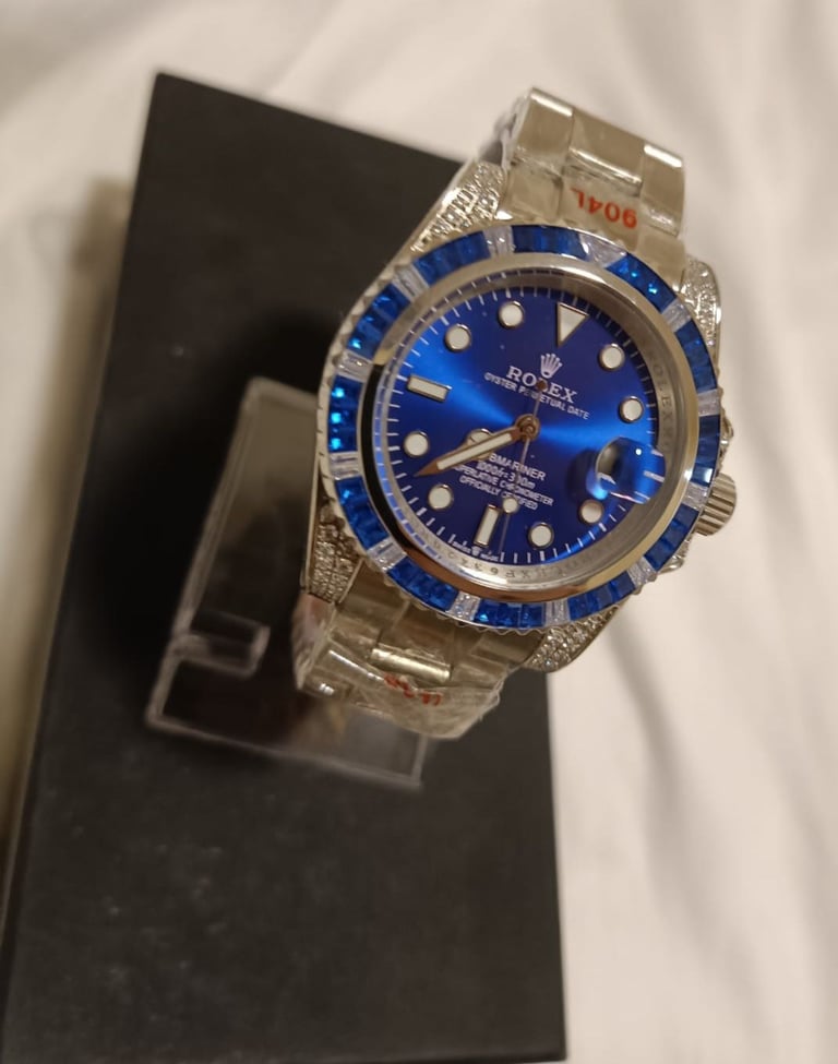 Men rollex watch blue sub class