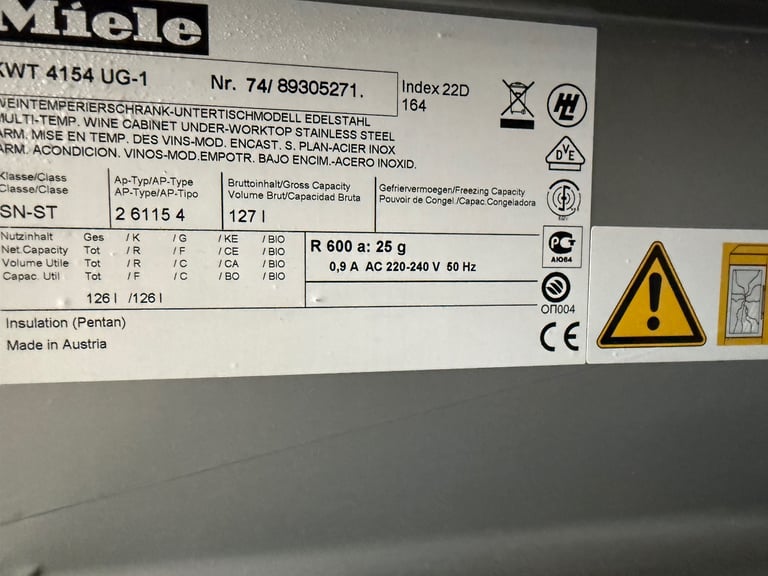 MIELE KWT4154UG1 BUILT IN WINE COOLER WITH WARRANTY  