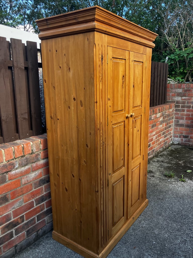 Wardrobe solid pine very heavy & good quality double hand rails can deliver for small charge